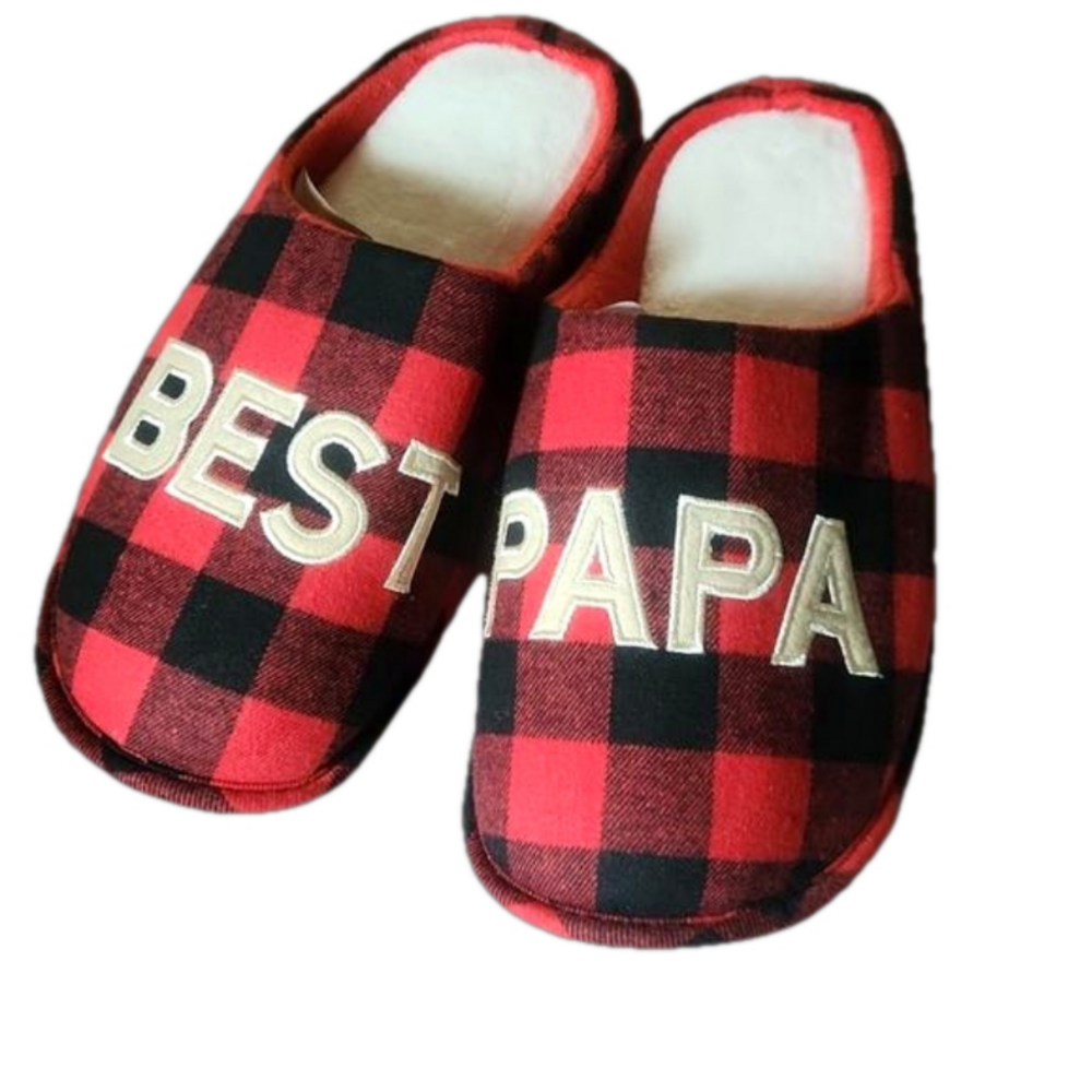 Best Papa Buffalo Plaid Slippers Size Large, Mens 8-9